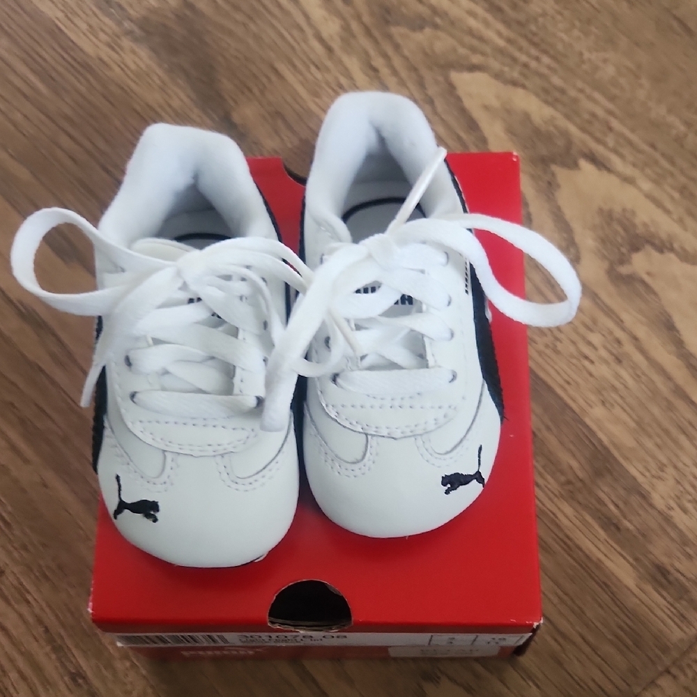 Puma Kids White and Black Sneakers